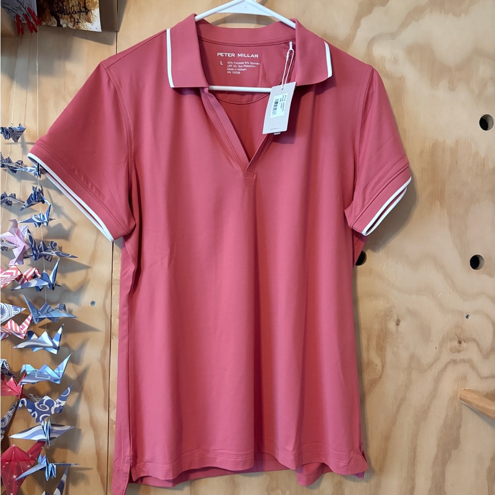NWT Peter Millar Women's Coral Short Sleeve Polo